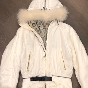 Jet set ski jacket white with fur